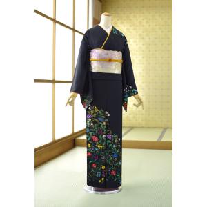 夏用単衣訪問着 パステル藤色桜ちらし 身長 160cm〜174cm位 訪問着