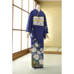 訪問着 レンタル 卒業式 母 着物 結婚式 着物レンタル 七五三 母親アイテム ママ 母 入学式 卒業式 卒園式 お宮参り フルセット 上品 紺 ぼたん 刺繍 上品