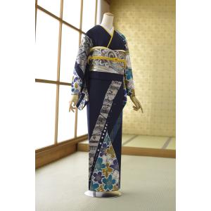 訪問着 レンタル 結婚式 女性 着物 レンタル着物 入学式 卒業式 入園式 卒園式 七五三 お宮参り 母親 ママ 母 正装 フォトブック プレゼント 濃紺モダン桜 753