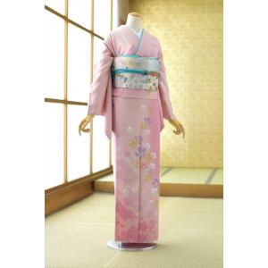 1551夏用 絽訪問着 高身長 花セット 夏用絽訪問着 紫道長取りに辻が花 身長 154cm〜166cm位 レンタル 訪問