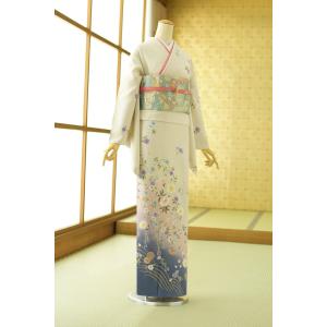 夏用単衣訪問着 白手まりしだれ桜 身長 160cm〜173cm位