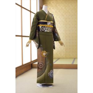 夏用絽訪問着 紫道長取りに辻が花 身長 154cm〜166cm位 レンタル 訪問