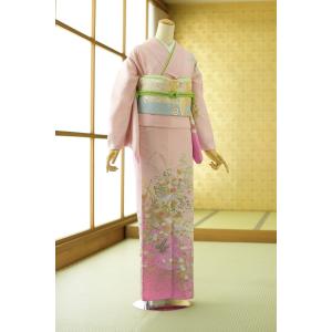 【新品♪夏着物】訪問着＊絽 長尺 辻が花 紫 略礼装 正絹 25H32 夏用絽訪問着 紫道長取りに辻が花 身長 154cm〜166cm位 レンタル