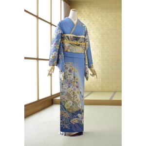 夏用単衣訪問着 レモンイエロー洋花の集い (裾) 身長160cm〜172cm位