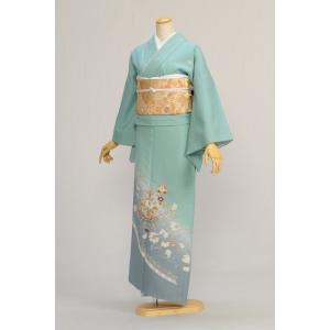 みづあさぎ唐花 身長 150cm-160cm位 色留袖 レンタル 結婚式 親族 姉 妹 列席 式典 礼装 食事会 着物レンタル 五つ紋 留袖セット レンタル色留め袖