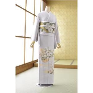 結婚式 色留袖 レンタル 五つ紋 グレー雪輪に花暦 身長159cm〜171cm位 着物レンタル 親族 姉 妹 女性 列席衣装 貸衣装 留袖レンタル 礼装 上品 色留め袖レンタル