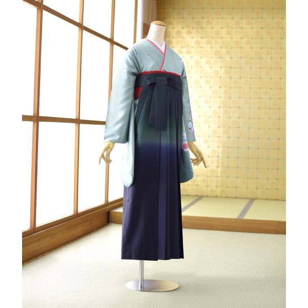 袴 レンタル 先生 教員 卒業式袴 女性  着物 水色丸花  袴 グリーンぼかし紺 レディース 身長...