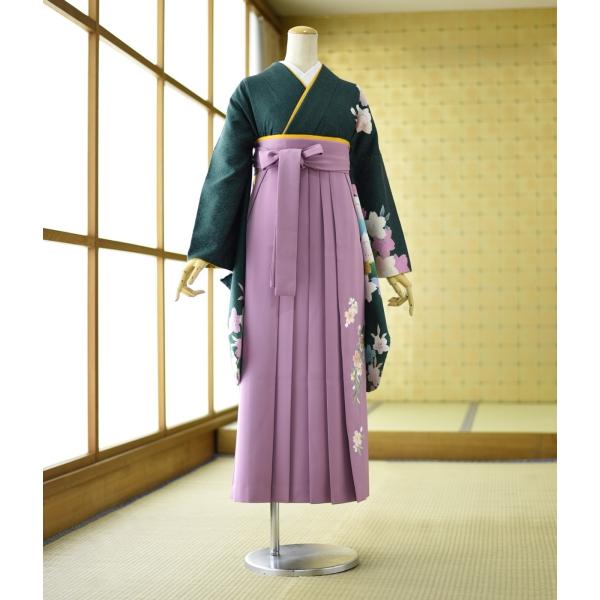女子袴 レンタル 女性 女子 袴セット 先生 教員 着物 グリーンラメ入り七色桜  袴 サモンピンク...