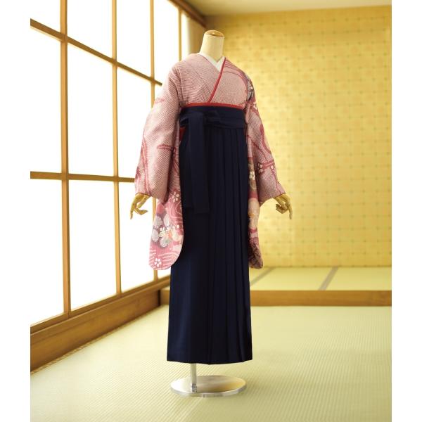 袴 レンタル 卒業式袴 女性  着物 絞りサモンピンク梅  袴 濃紺 レディース 身長 157cm〜...
