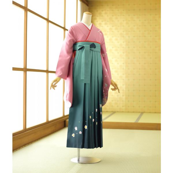 卒業式 袴 レンタル 着物レンタル パステルピンク桜姉妹 袴 エメラルドぼかし刺繍入り レディース ...
