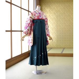袴 レンタル 卒業式 レンタル 女子袴 着物 クリームピンク立てぼかし花づくし 袴 グリーン刺繍入り (T) 95cm 身長 157cm〜163cm 大学 短大 専門学校