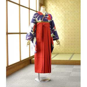 卒業式 レンタル 女袴  着物 紺ストライプ二色椿