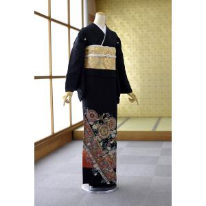 留袖とモーニング同時注文で10%OFF 留袖 レンタル 広巾 大きいサイズ 身長150cm〜162cm位 9号〜15号位まで 結婚式 母親 高級 正絹 黒留袖レンタル