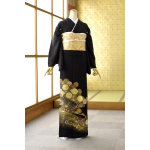 留袖とモーニング同時注文で10%OFF 留袖 レンタル 広巾 大きいサイズ 身長150cm〜162cm位 11号〜15号位まで 結婚式 母親 高級 正絹 黒留袖レンタル