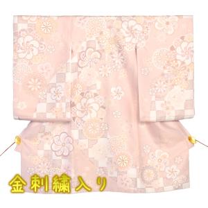 2025年入荷! お宮参り 女の子 レンタル 産着 初着 レンタル くすみピンクねじり菊 金刺繍入り...