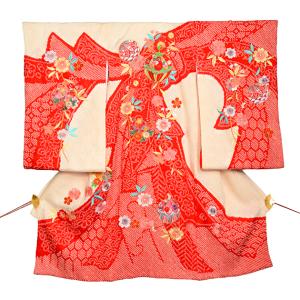 正絹 お宮参り 女の子 レンタル 産着 初着 レンタル 正絹総絞りのしめ 赤ちゃん かわいい 着物レ...