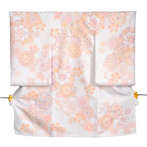 2025年入荷! お宮参り 女の子 レンタル 産着 初着 レンタル 白地くすみベージュねじり菊 金刺...