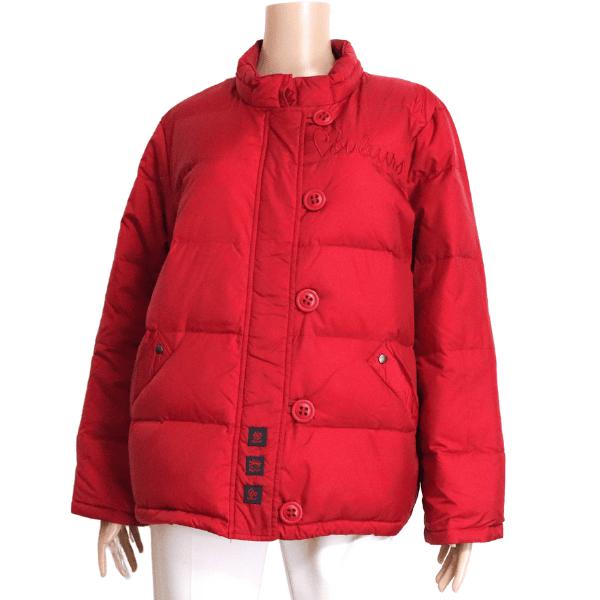 美品/トピーズ Topys ダウンジャケット 大きい 15号 3L 相当 赤 レッド 無地 ロゴ刺繍...