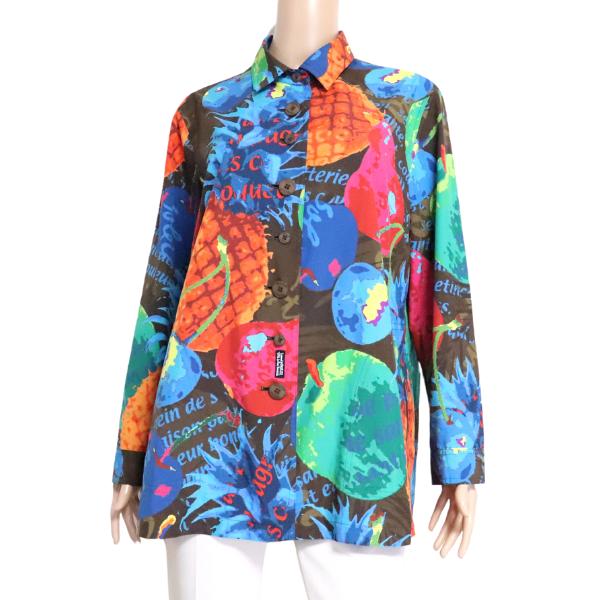 美品/トピーズ Topys ステンカラージャケット 大きい 13号 LL 相当 マルチカラー フルー...