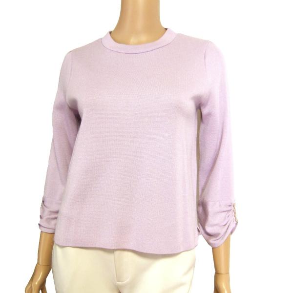 新品同様/リフレクト Reflect 綺麗色ニットカットソー 表記9号(38号/M相当) 紅藤色 薄...