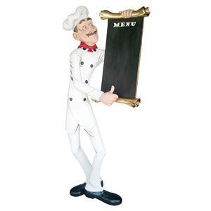 メニューを案内する細身のシェフ FRPオブジェ 即納可