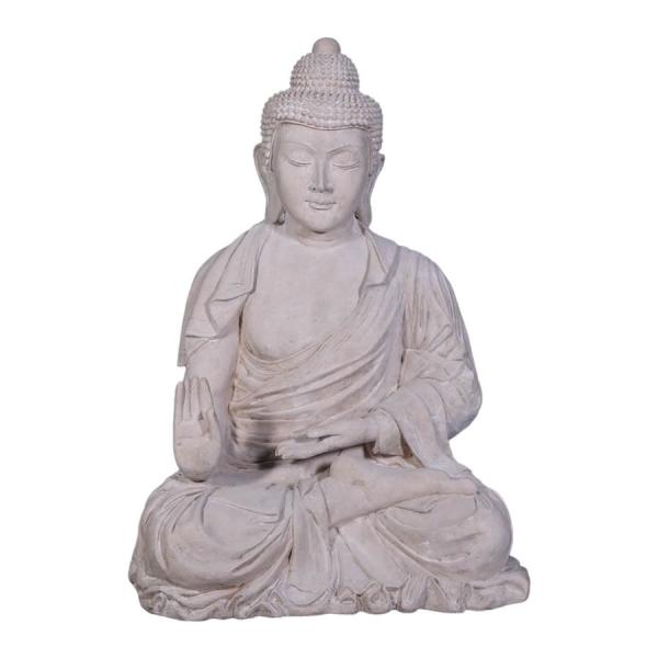 座る仏陀ブッダ像 ロマンストーン仕上げ FRPオブジェ