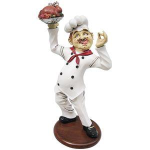 出来上がったチキンに満足げなシェフ FRPオブジェ 即納可