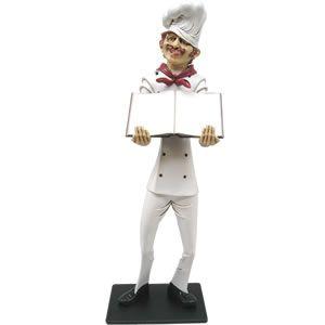 メニューを案内する長身のシェフ FRPオブジェ