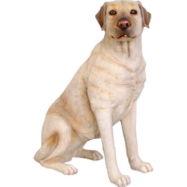 おすわりをするラブラドール（ホワイト） FRPアニマルオブジェ 即納可