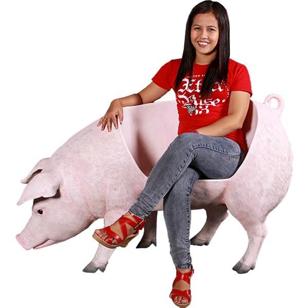 太った豚のベンチ FRPアニマルオブジェ 即納可