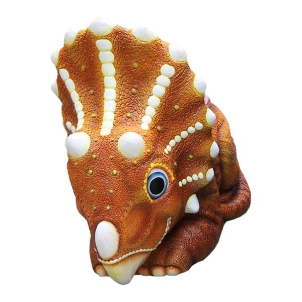 子どもトリケラトプス恐竜のイス オレンジ FRP恐竜オブジェ