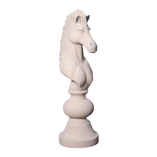 ストーン仕上げチェス騎士ナイト-ホワイト FRPオブジェ