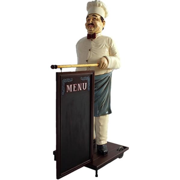 メニューボードを持ったコック FRPオブジェ