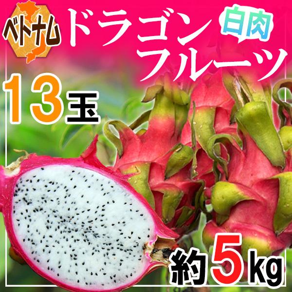ベトナム産　ドラゴンフルーツ　白肉　13玉　約5kg　※クール便発送