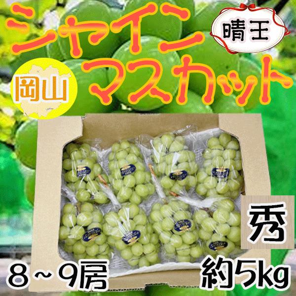 岡山県産　シャインマスカット　晴王　8〜9房　約5kg　秀品　クール便発送