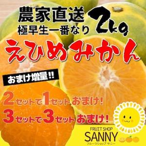 送料無料 極早生一番成り 愛媛みかん 2.0kg 規格外訳あり 2箱購入で、1箱おまけ♪ 3箱購入で...