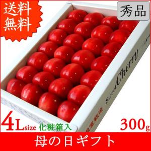 さくらんぼ サクランボ レーニア 超特大 4Lサイズ 300g 秀 手詰 化粧箱入 送料無料 一部地域を除く