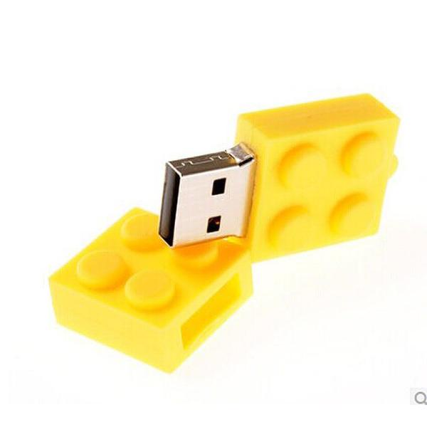 ブロック型　USBフラッシュメモリ　記録　容量32G　シリコン　おしゃれ　【イエロー】