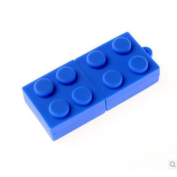 ブロック型　USBフラッシュメモリ　記録　容量32G　シリコン　おしゃれ　【ブルー】