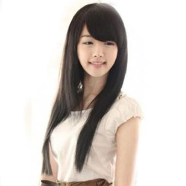 耐熱フルウィッグ-お嬢様ストレート/ロング/ブラック（ウィッグキャップ付き）