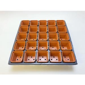 1号プラ鉢ぴったり整理トレイ-厚(ハード)＋1号プラ鉢-レンガ-超ミニ