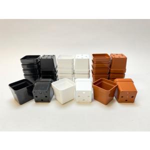 1.7号四角プラ鉢-茶-超ミニサイズ 1個売りの詳細画像3