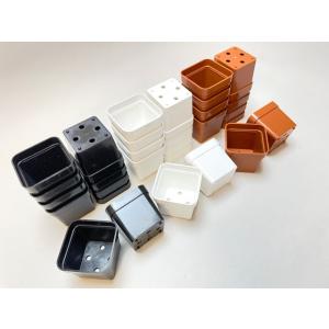 1.7号四角プラ鉢-茶-超ミニサイズ 1個売りの詳細画像5