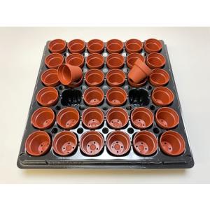 1号プラ鉢ぴったり整理トレイ-厚(ハード)＋1号プラ鉢-レンガ-超ミニ