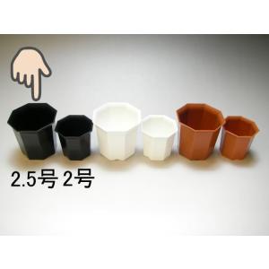 八角縁広プラ鉢(シャトル鉢)-2.5号中-黒(八角鉢)[254GB]