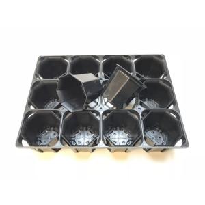 八角縁広プラ鉢(シャトル鉢)-2.5号中-黒(...の詳細画像3