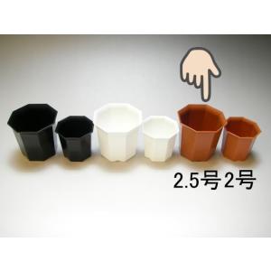 八角縁広プラ鉢(シャトル鉢)-2.5号中-茶(八角鉢)