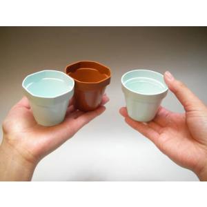 ミニ素焼鉢型風プラ鉢2号-縁丸型*丸鉢-水色[...の詳細画像2