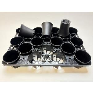 プレステラ105対応：四角型枠黒トレイ大＋厚手のプラ鉢-スマート3号-黒