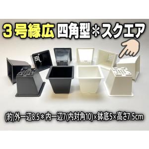 3号縁広-四角型プラ鉢-白(スクエア/スクウェア)※側面の擦れ傷目立ちがち